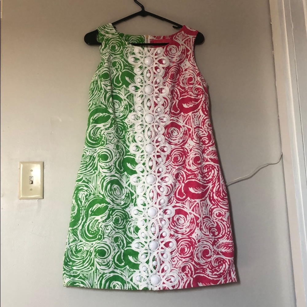 Lilly Pulitzer Pink & Green Jubilee Shift sz 8 EUC